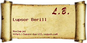 Lupsor Berill névjegykártya